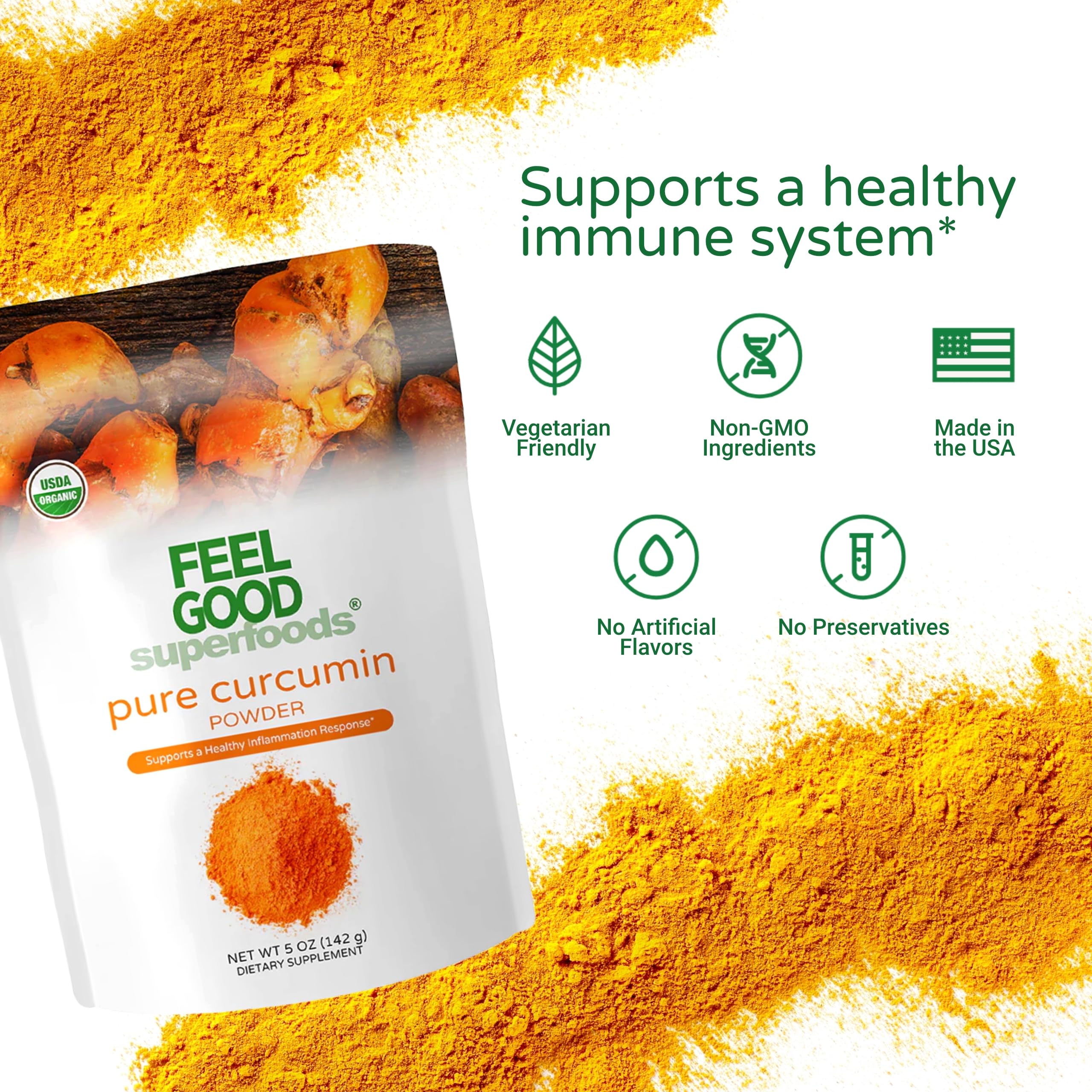 FEEL GOOD Pure Curcumin Powder serving size measurement