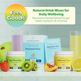 Feel Goods Peach Lemonade daily wellness Support Drink Mix back view with nutritional information