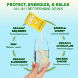 Feel Goods Peach Lemonade daily wellness Support Drink Mix with ingredients displayed