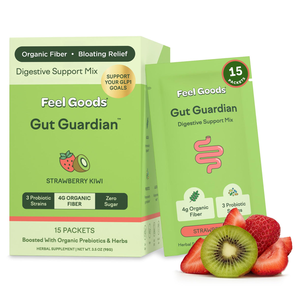 Feel Goods Strawberry Kiwi daily Support Powder box front view