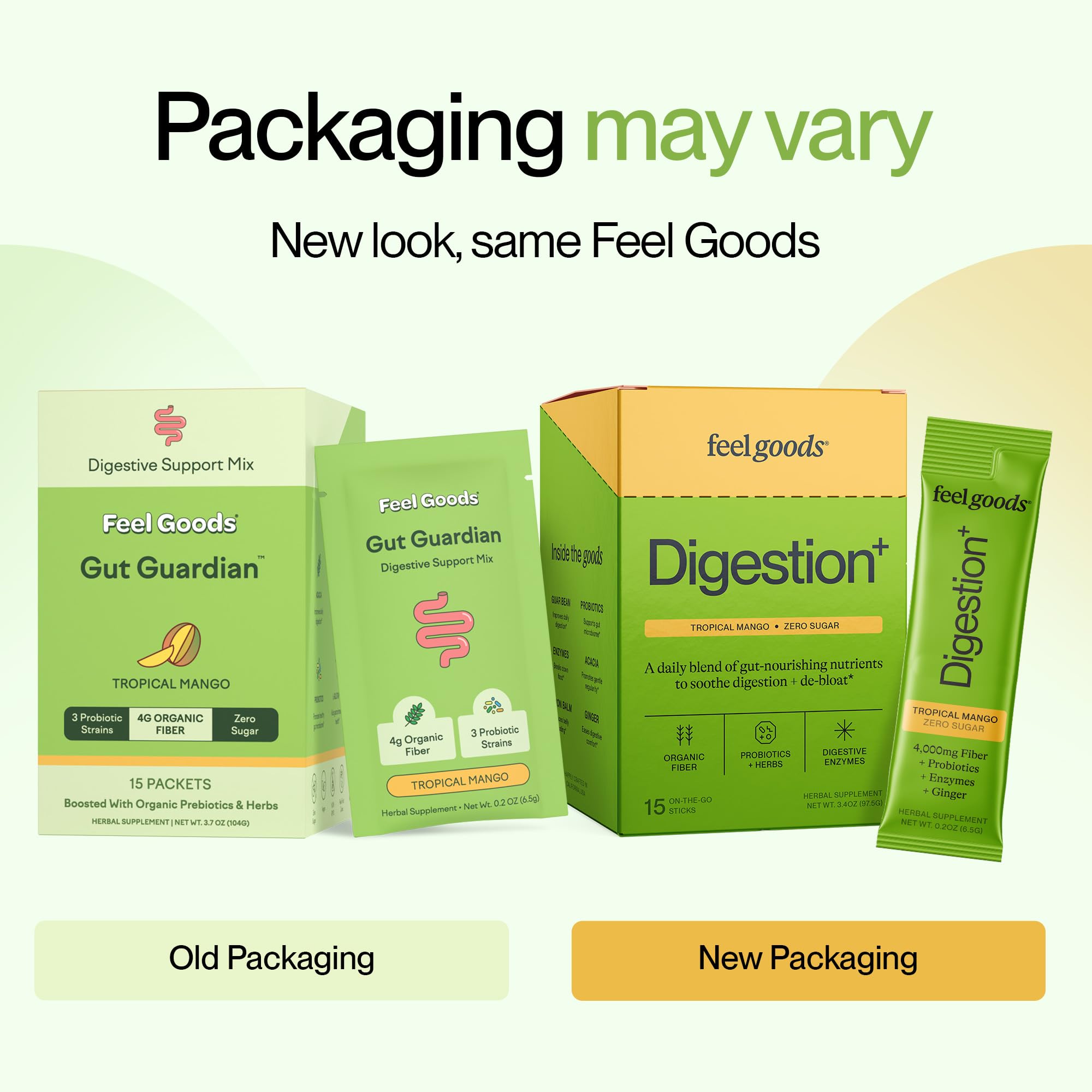 Feel Goods Tropical Mango daily Support Powder packaging side view