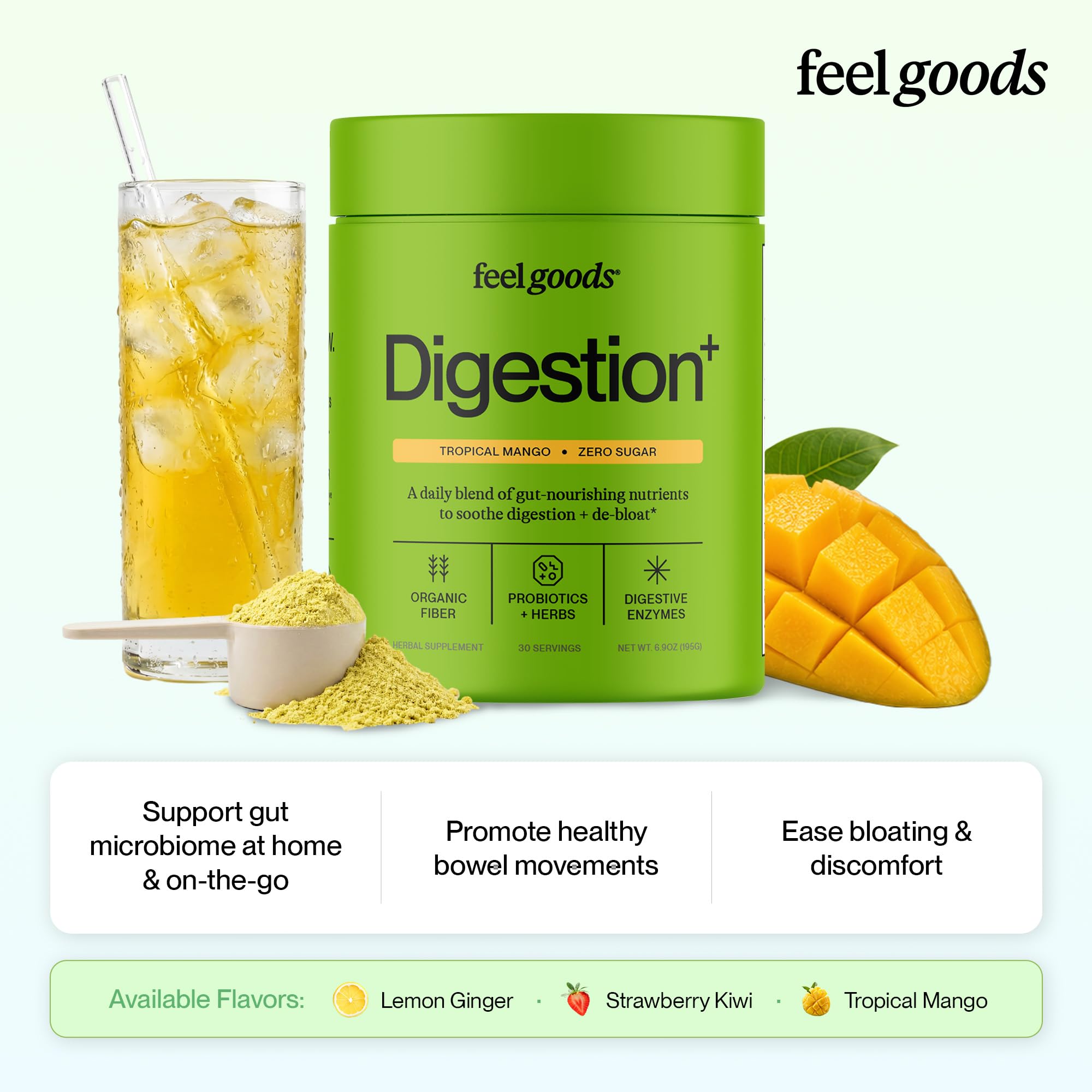 Feel Goods Tropical Mango daily Support Powder scoop with powder