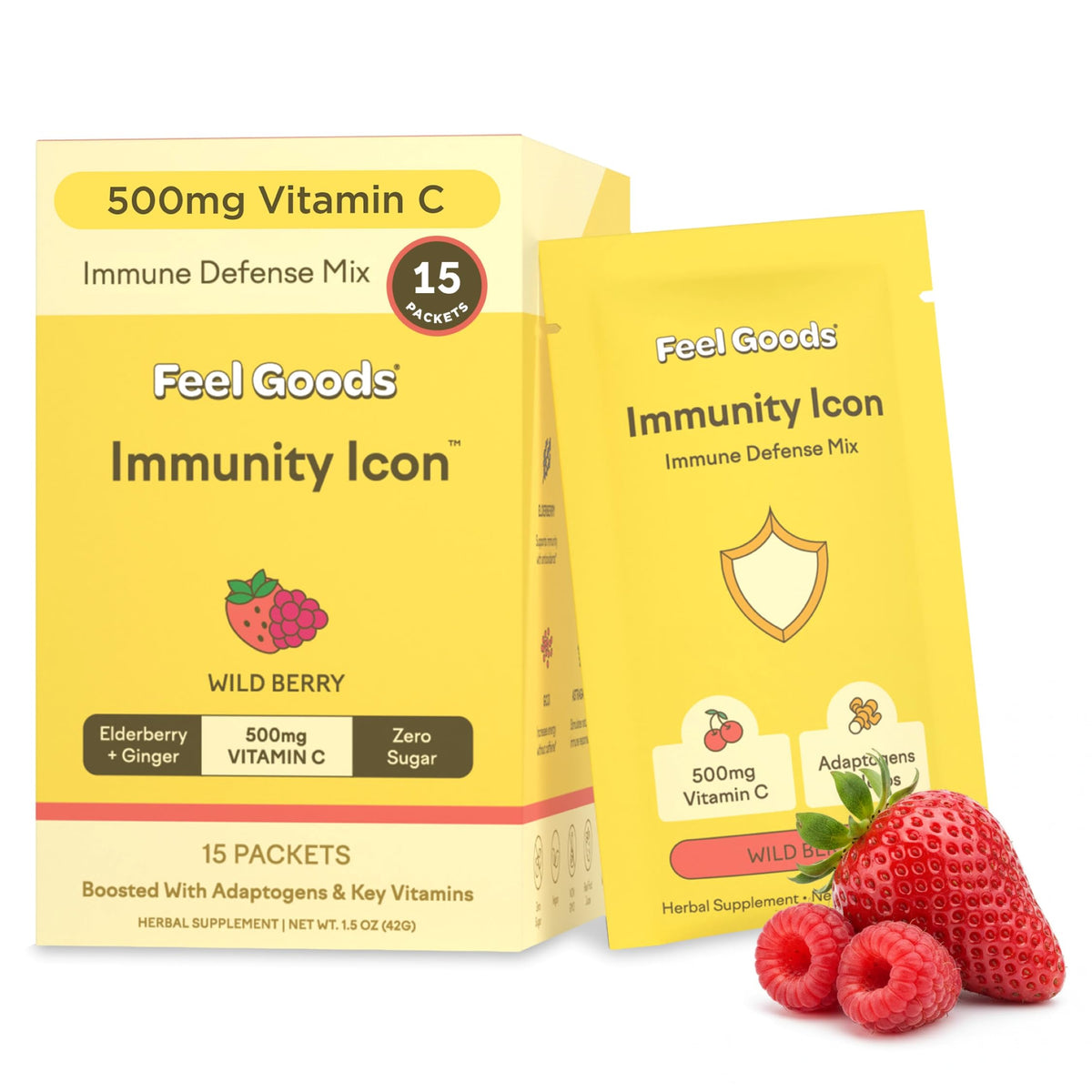 Feel Goods Wild Berry daily wellness Support Drink Mix packaging front view
