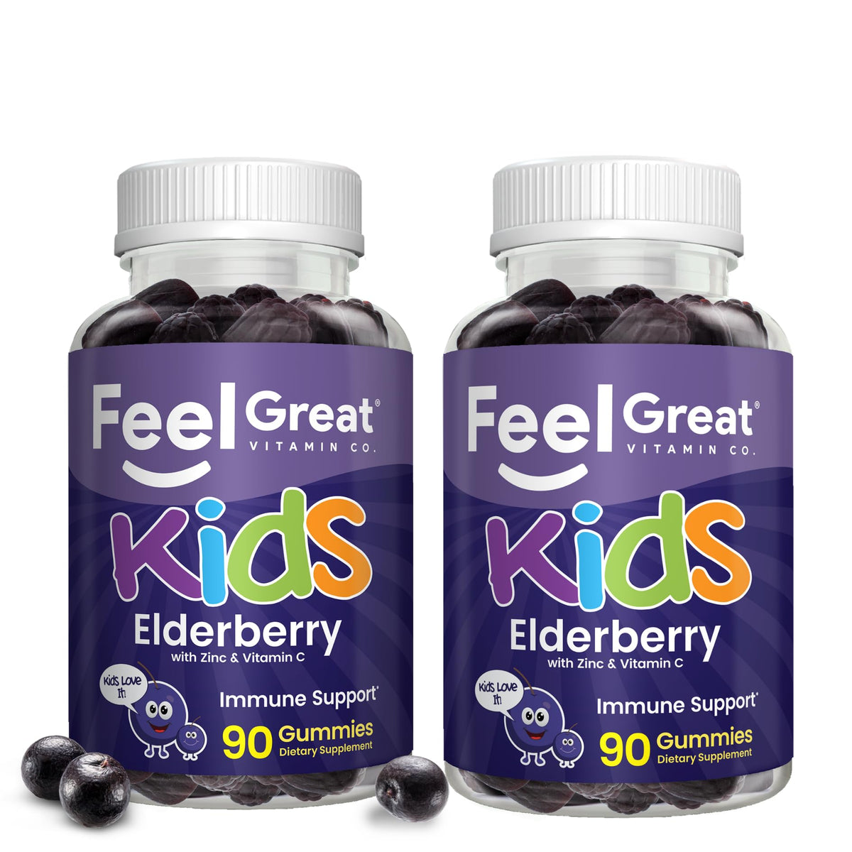 Feel Great 365 Elderberry Gummies for Kids front view