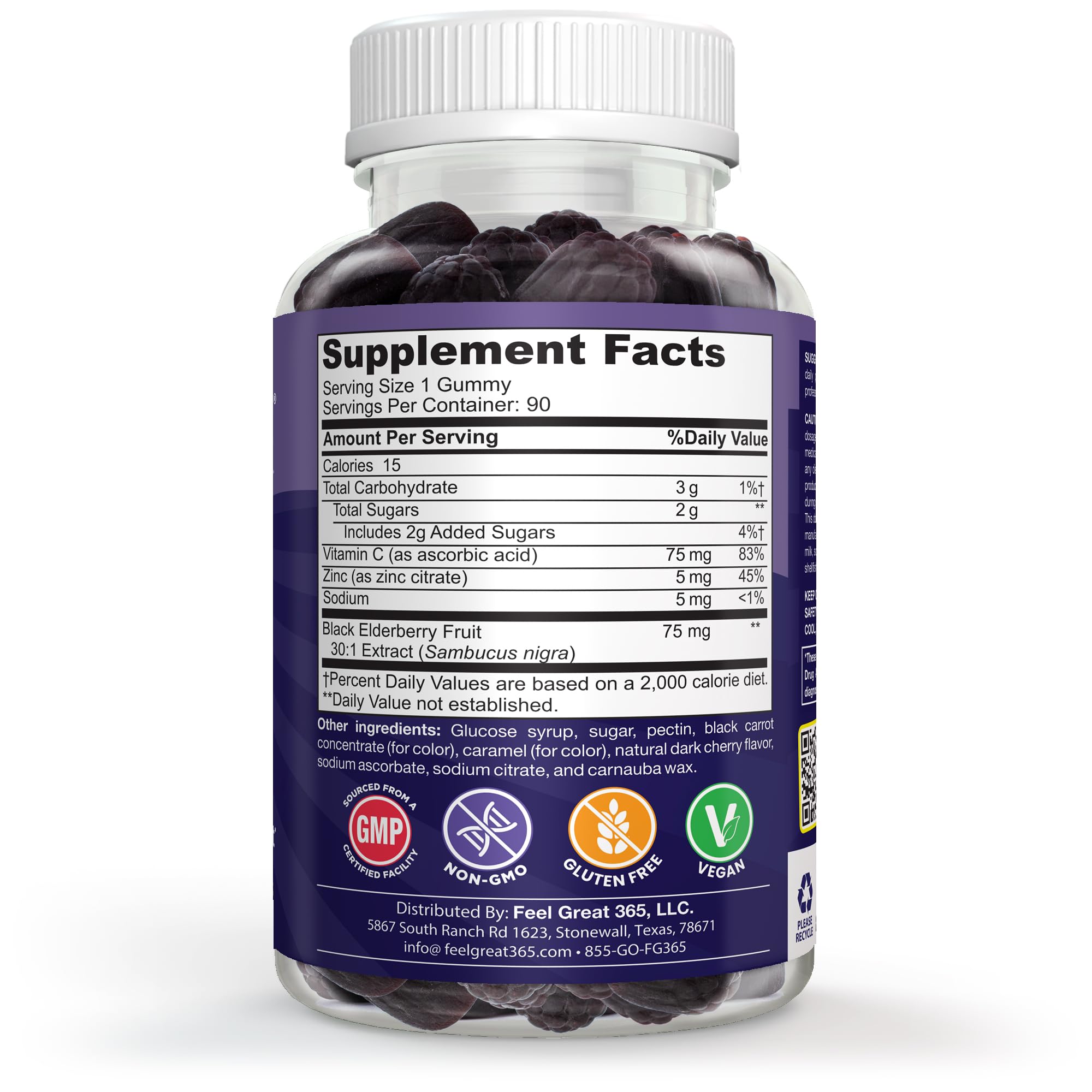Feel Great 365 Elderberry Gummies for Kids in a bowl