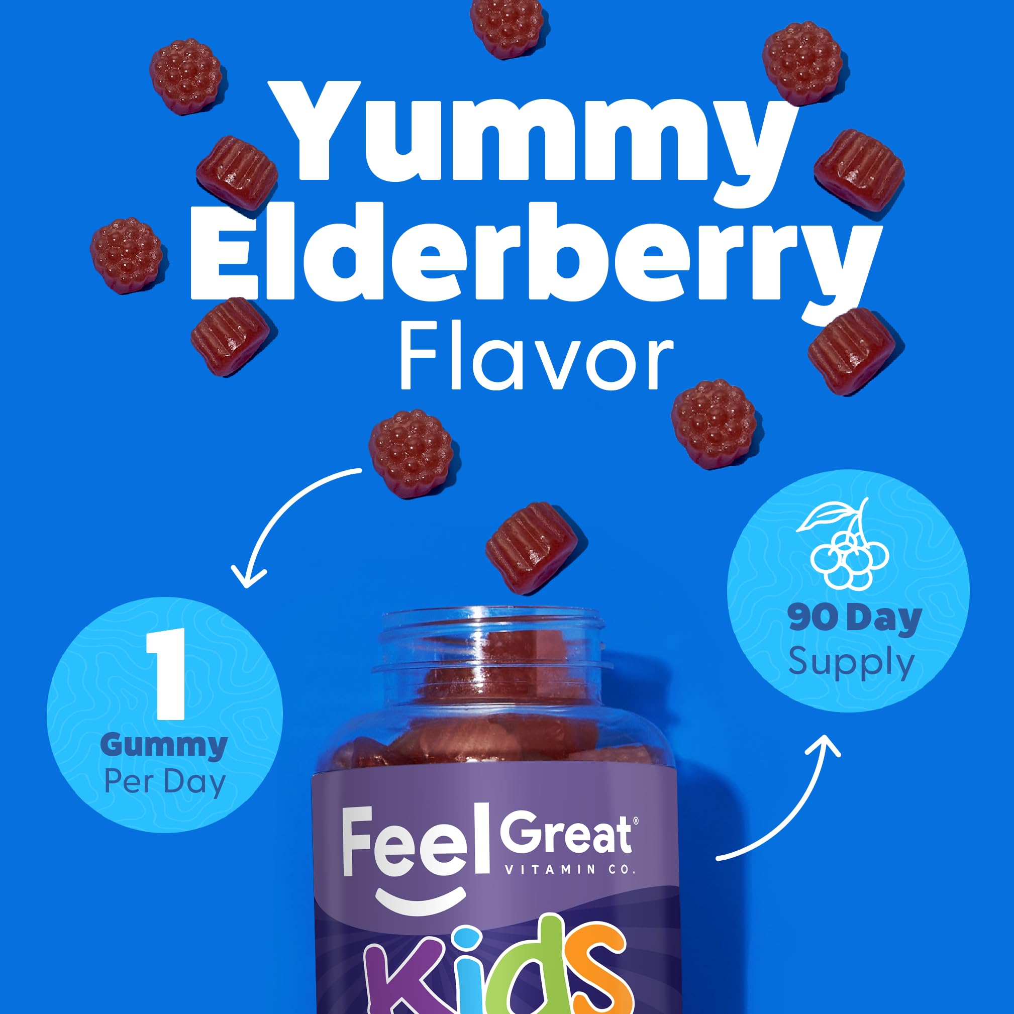 Feel Great 365 Elderberry Gummies for Kids side view