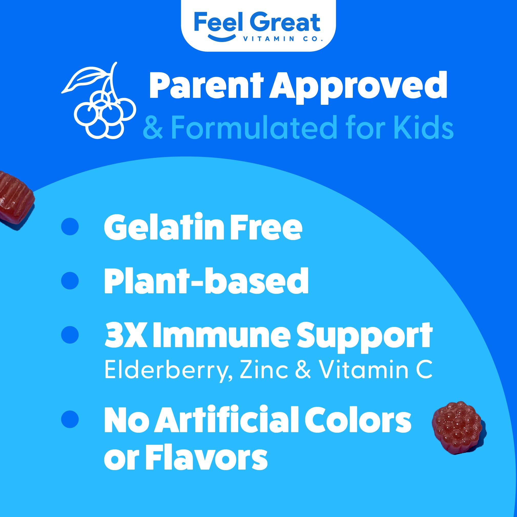 Feel Great 365 Elderberry Gummies for Kids with a child