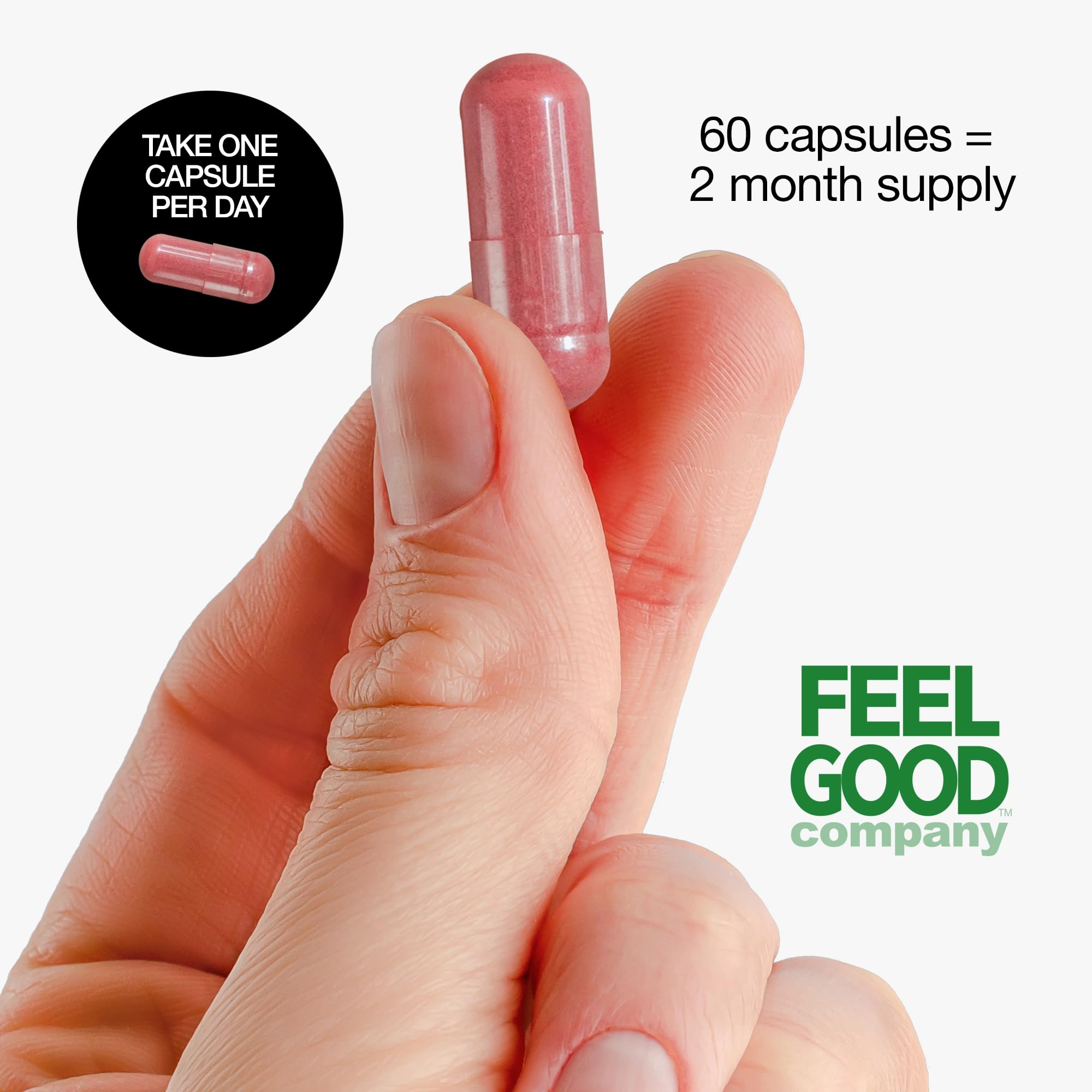 FeelGood Superfoods daily wellness Support Capsules bottle side view