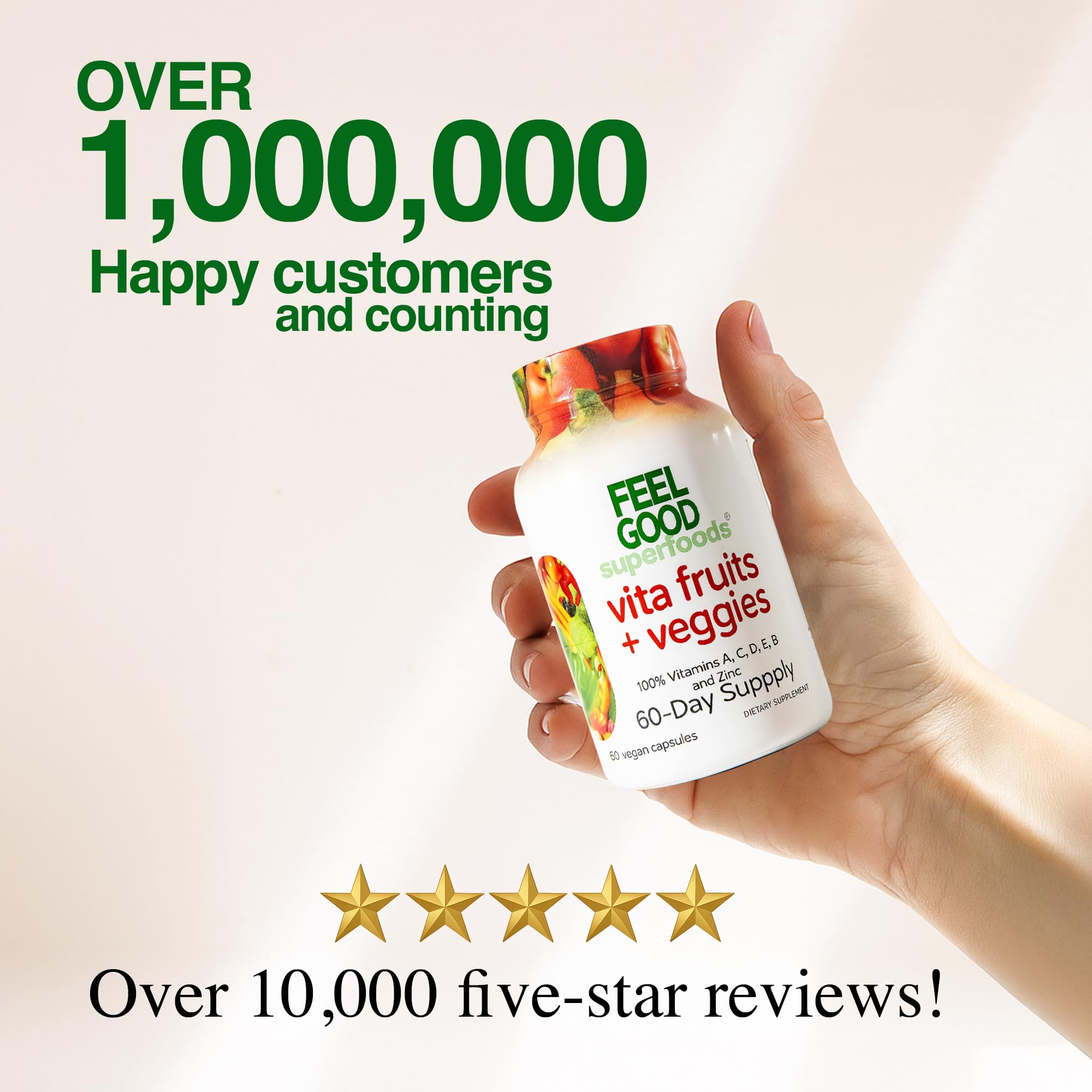 FeelGood Superfoods daily wellness Support Capsules packaging details