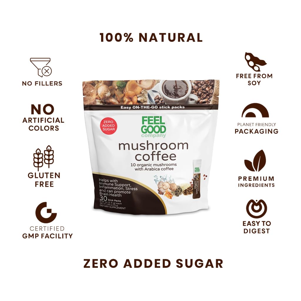 FeelGood Superfoods Organic Mushroom Supplement Sticks nutritional information