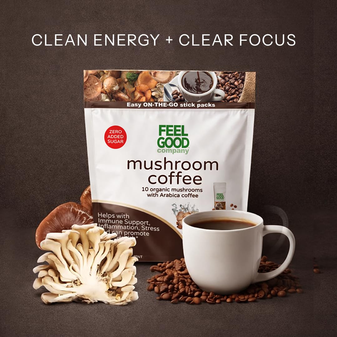 FeelGood Superfoods Organic Mushroom Supplement Sticks opened with contents visible