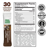 FeelGood Superfoods Organic Mushroom Supplement Sticks showing individual stick packs