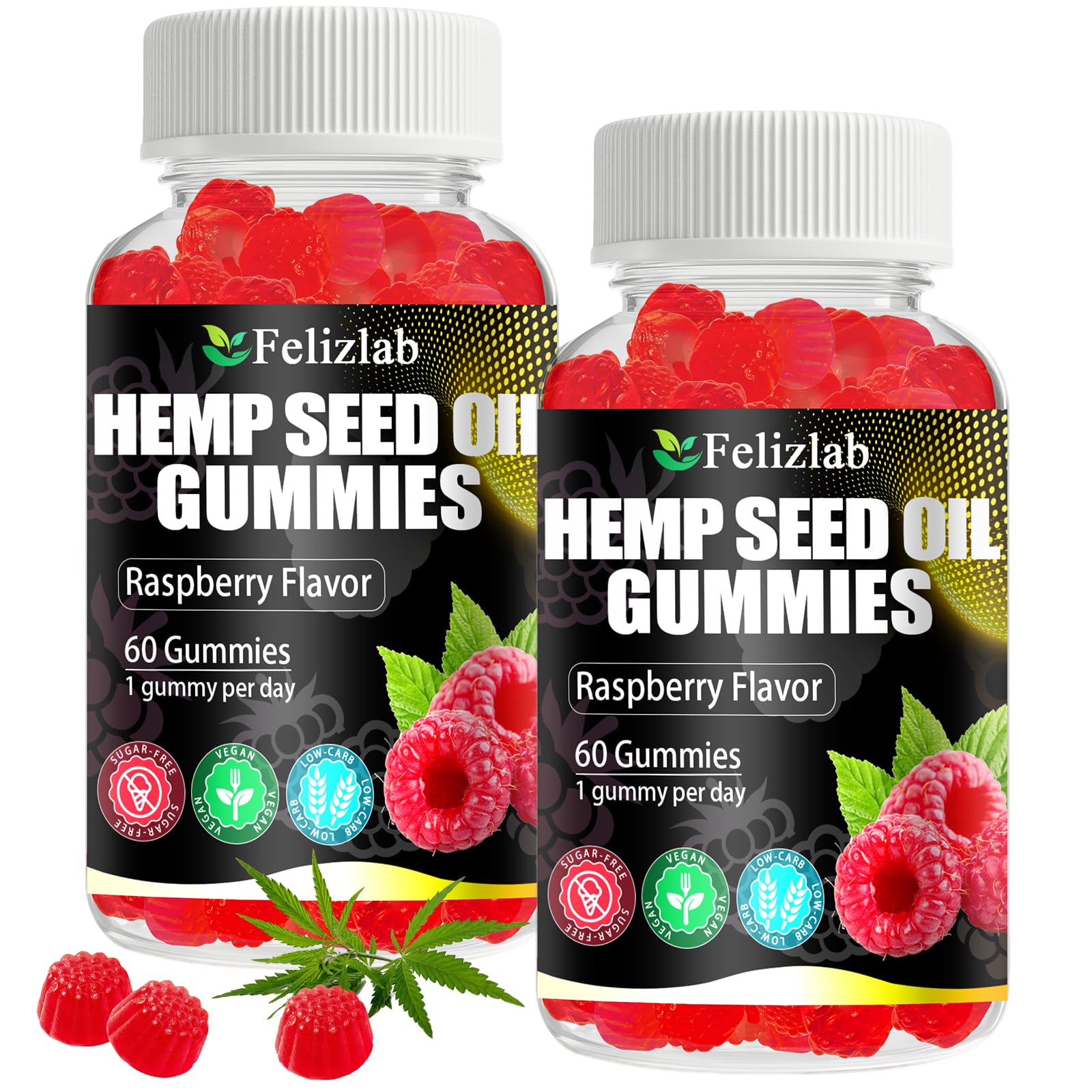 Felizlab Hemp Gummies two bottles front view