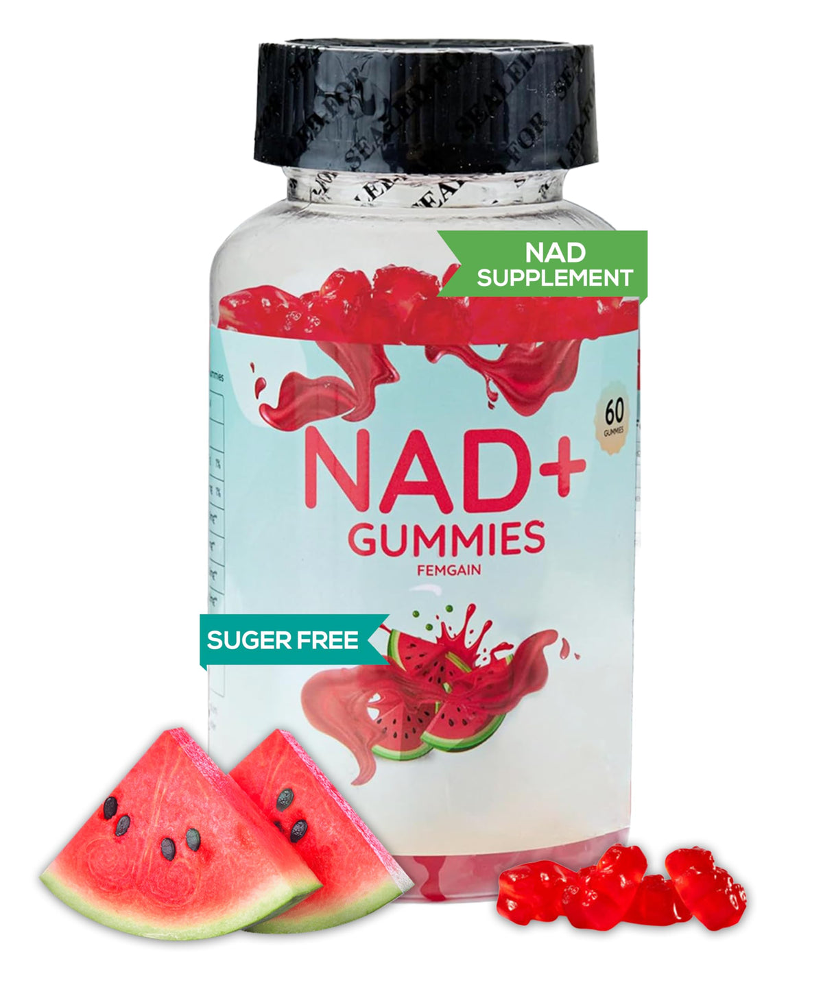FEMGAIN NAD+ Gummies 200g front view with packaging