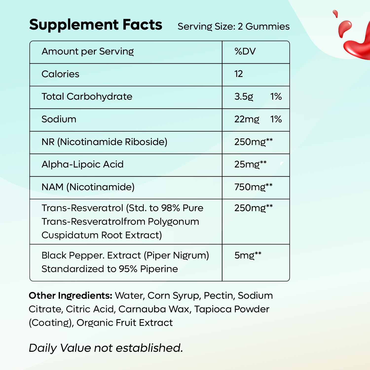 FEMGAIN NAD+ Gummies 200g side view showing gummy texture