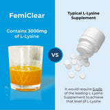 FemiClear L-Lysine Daily daily wellness Support Drink Mix packaging side view