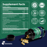 Femmetra 13-IN-1 Spike Protein Formula bottle with a glass of water