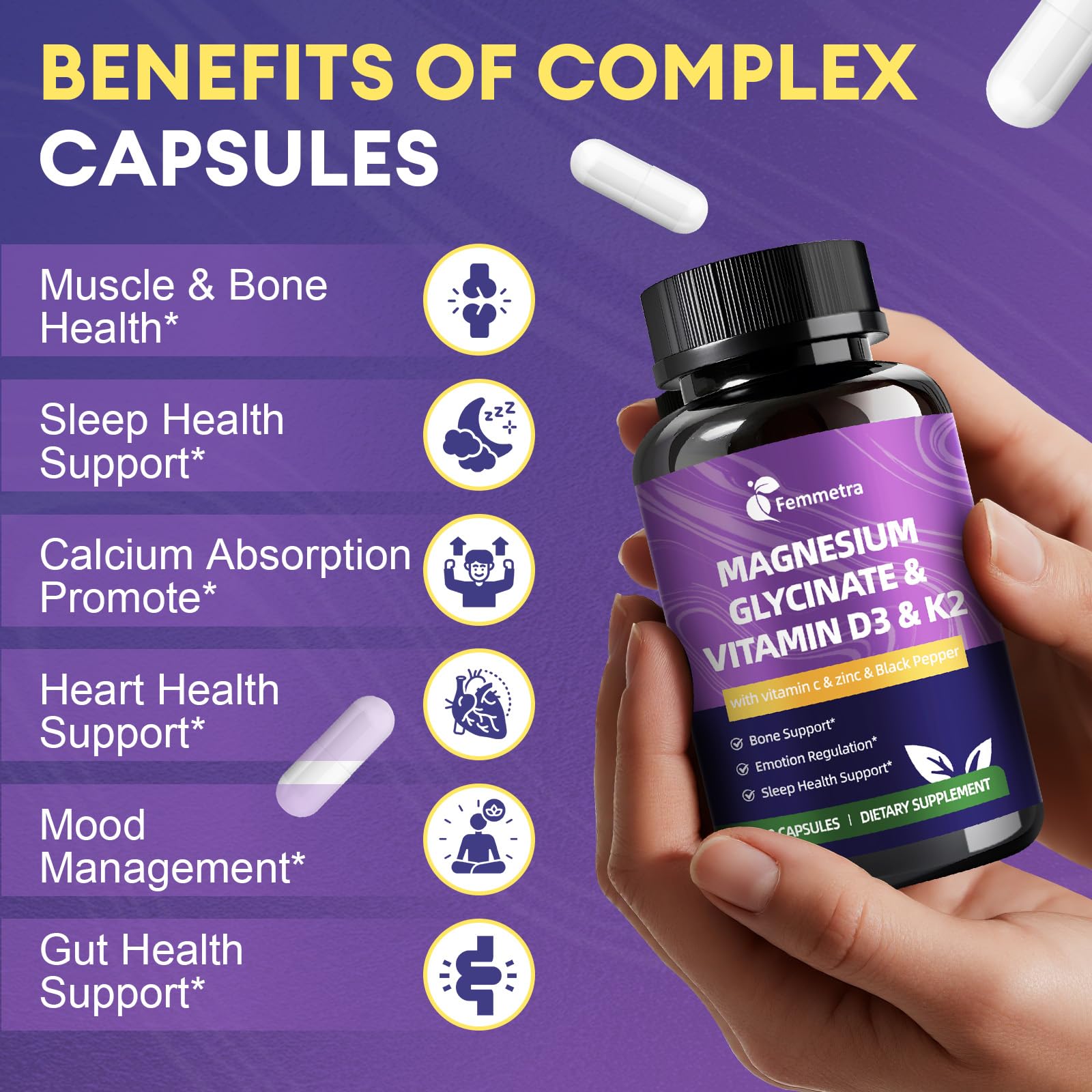 Femmetra 7-IN-1 supplement ingredients list on packaging