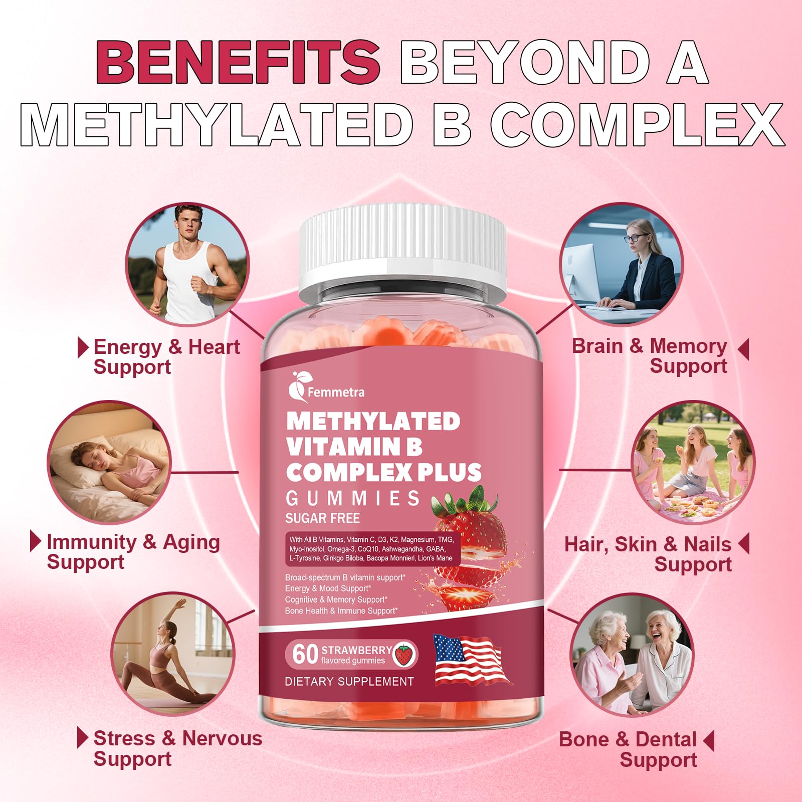 Femmetra B-Complex Gummies bottle side view