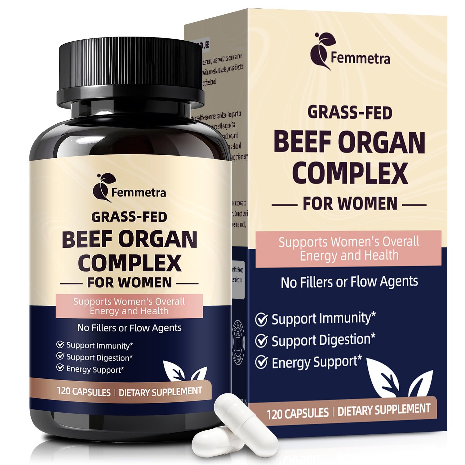 Femmetra Beef Organ Supplement for Women front view