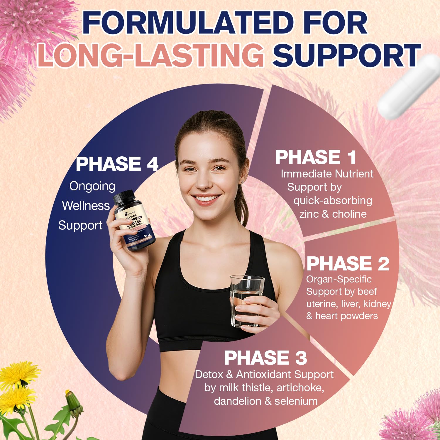 Femmetra Beef Organ Supplement with a measuring spoon