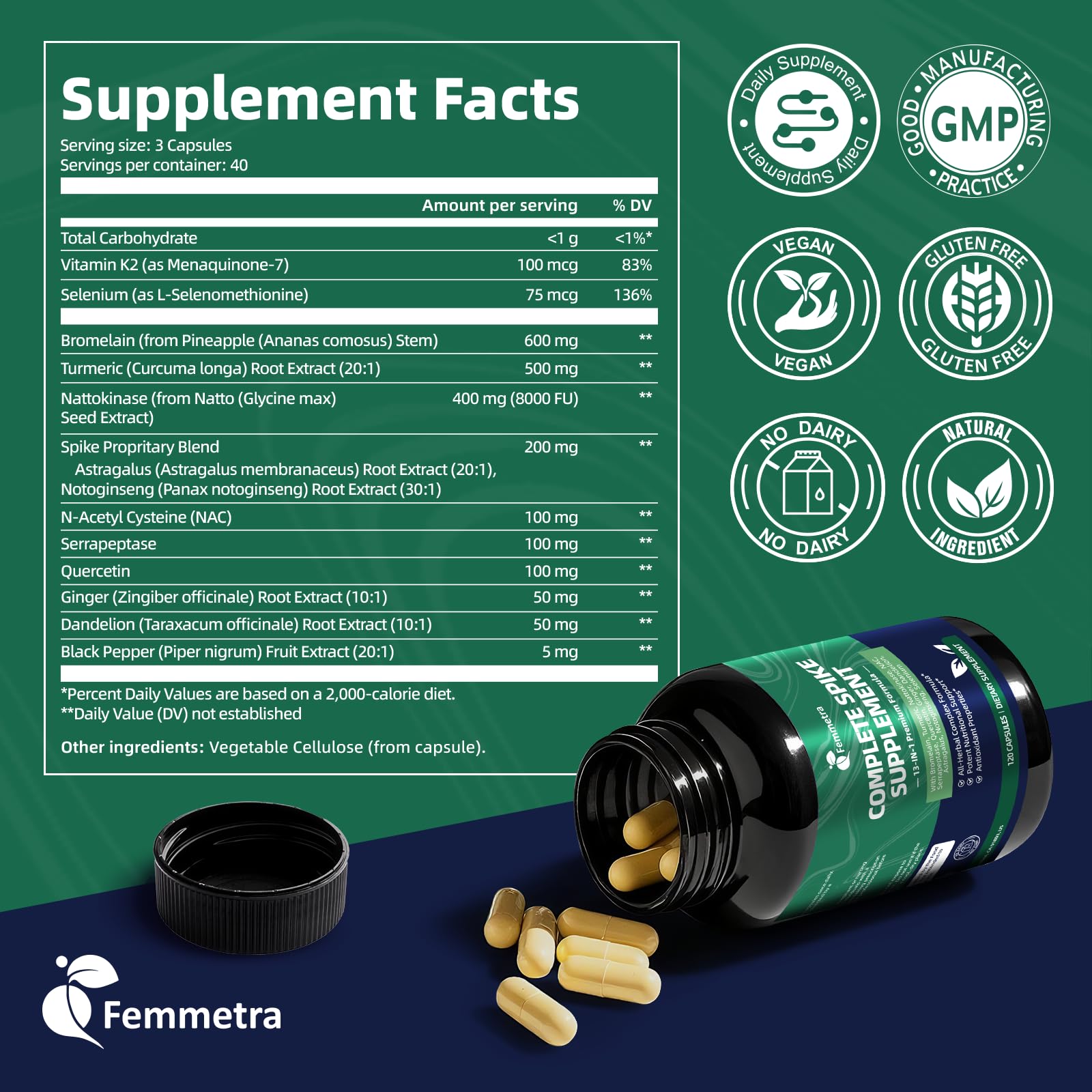 Femmetra Complete Daily Capsules with measuring spoon