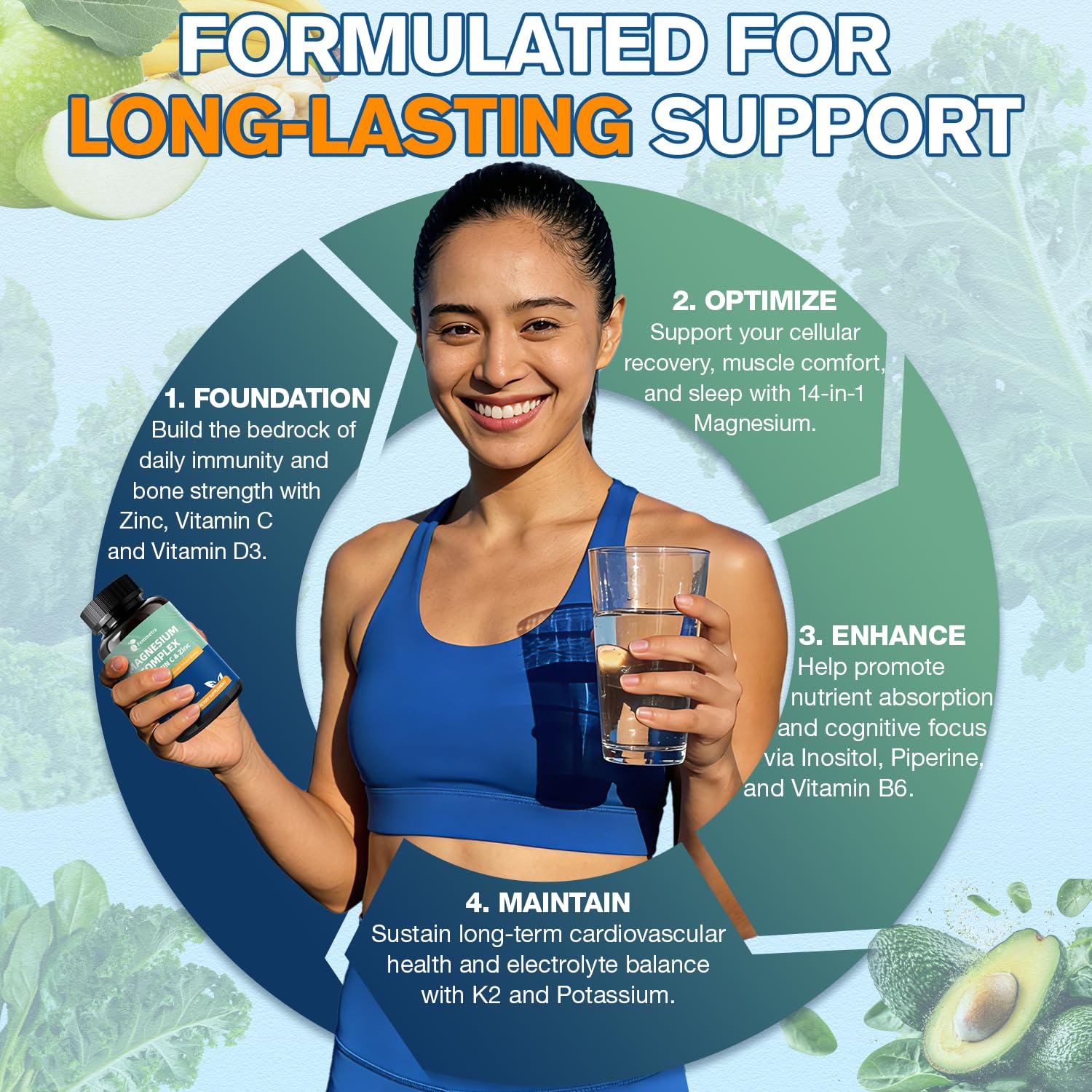 Femmetra Magnesium Complex 23-in-1 Wellness 1260mg bottle with measuring spoon