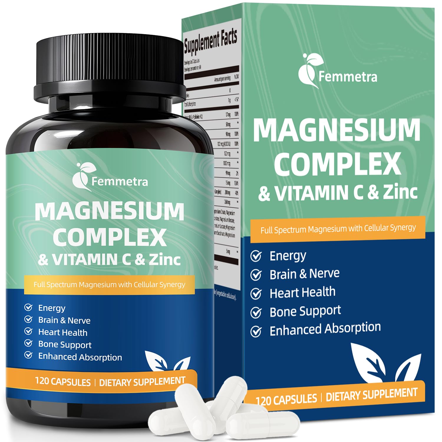 Femmetra Magnesium Complex 23-in-1 Wellness 1260mg front view