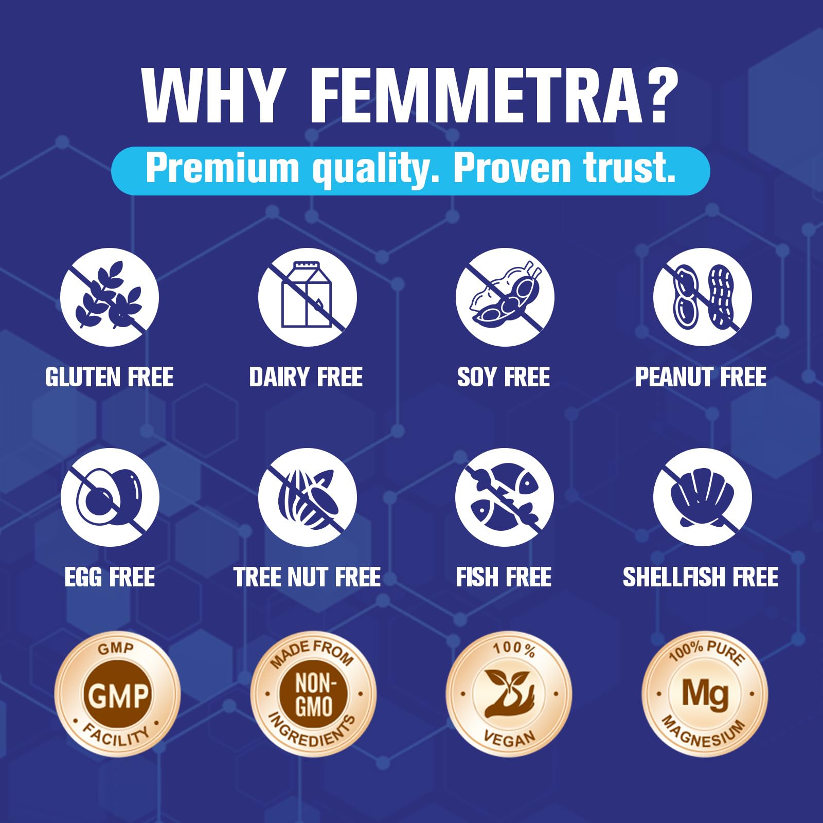 Femmetra Magnesium Complex bottle with a glass of water