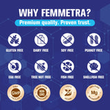Femmetra Magnesium Complex bottle with a glass of water