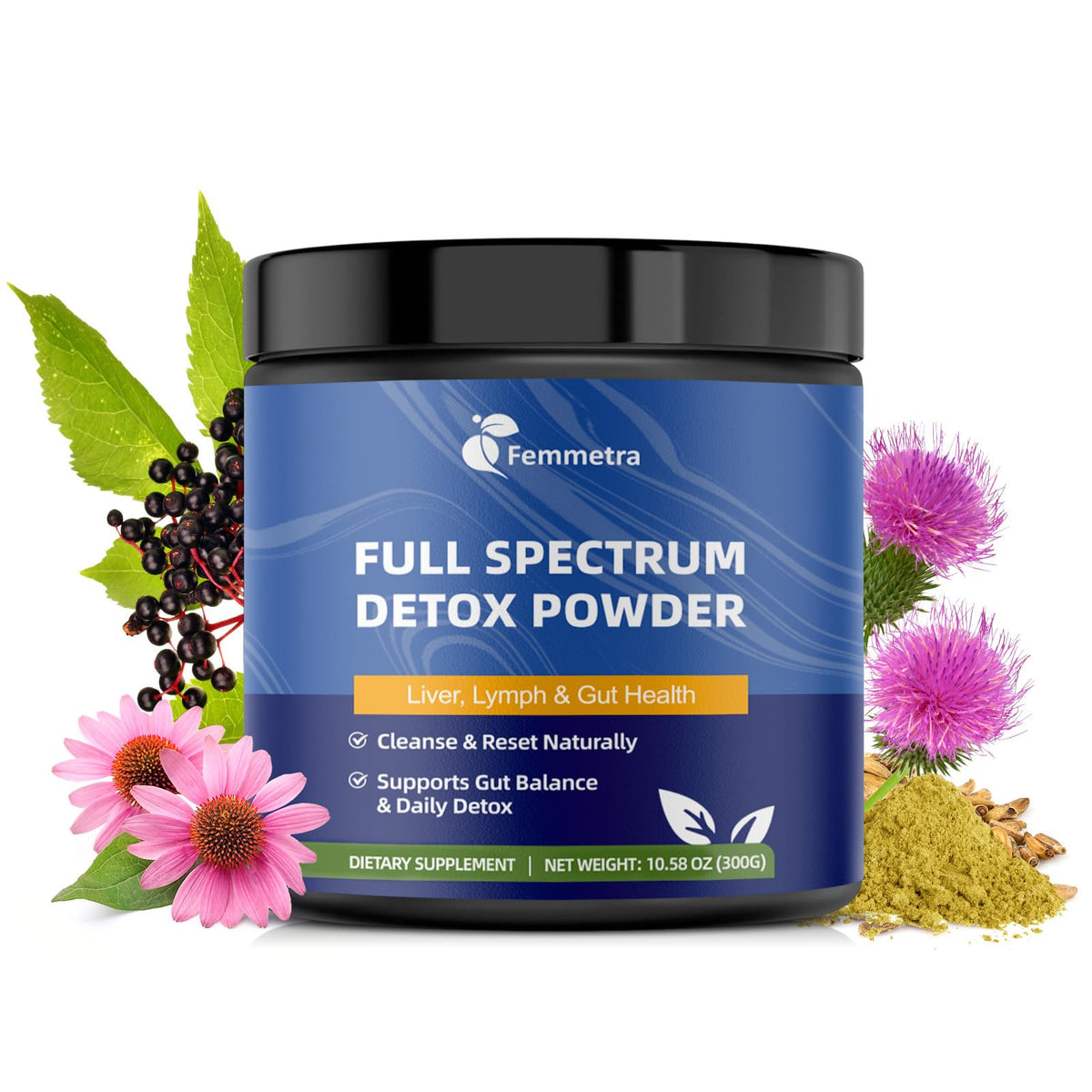 Femmetra Milk Thistle Cleanse Powder 300g front view