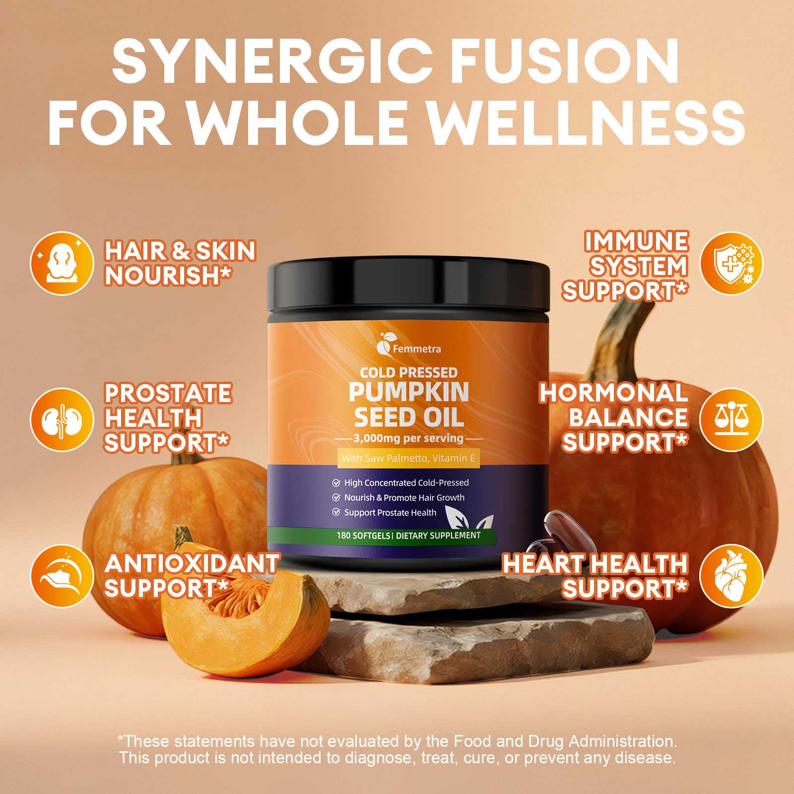 Femmetra Pumpkin Seed Oil Softgels with natural ingredients