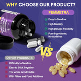 Femmetra supplement bottle with a measuring spoon