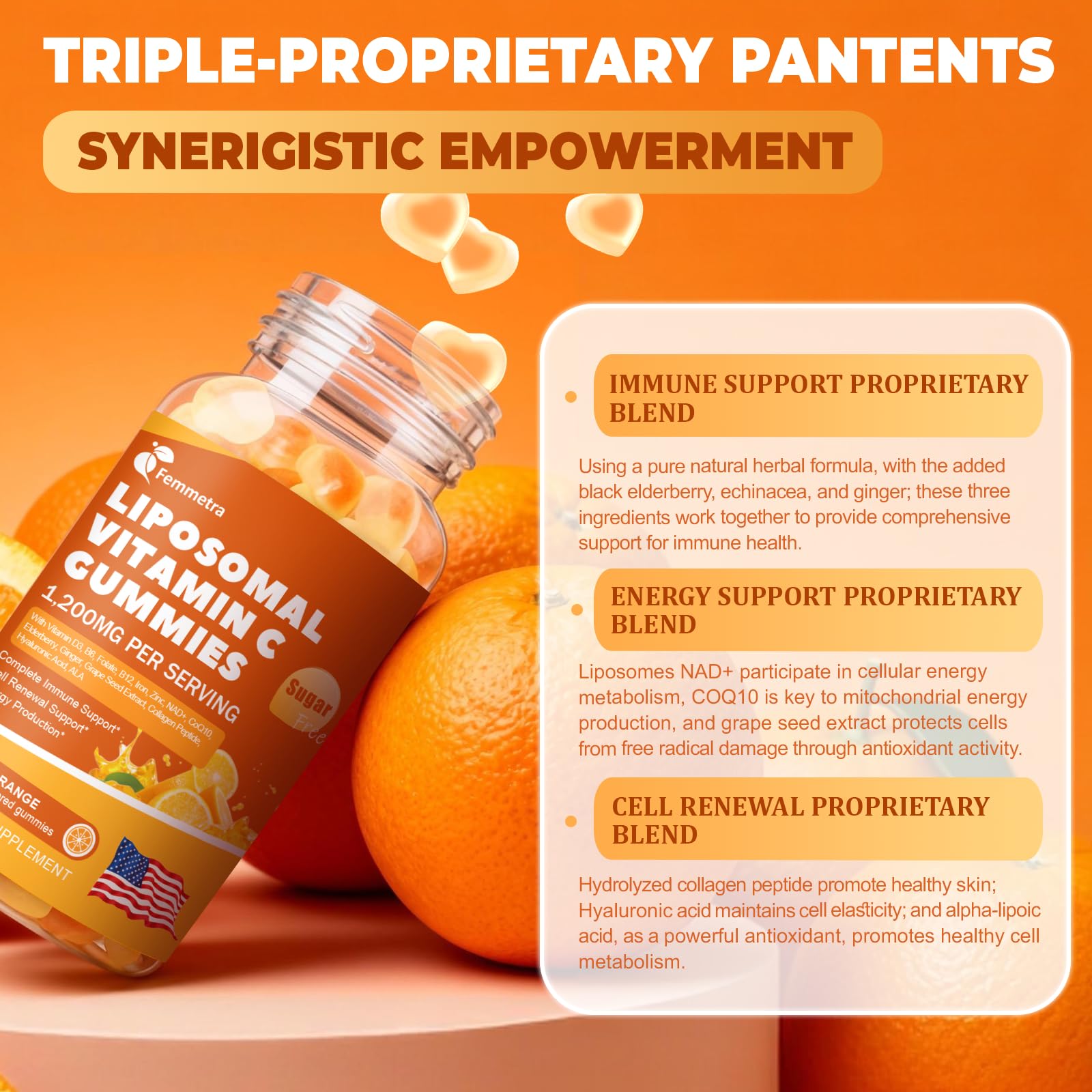 Femmetra Vitamin C Gummies showing sandwich design