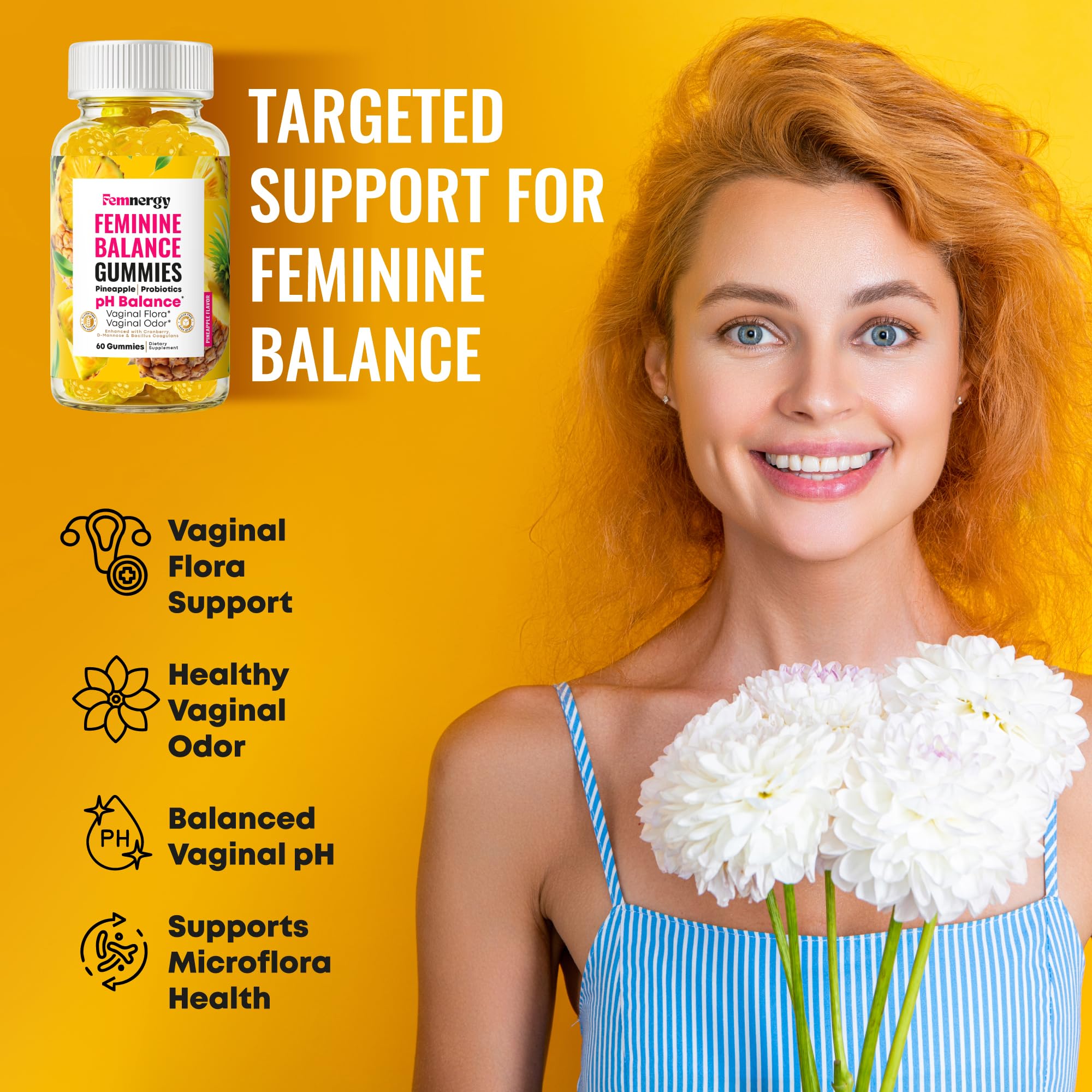 Femnergy Feminine Balance Gummies ingredients list on packaging