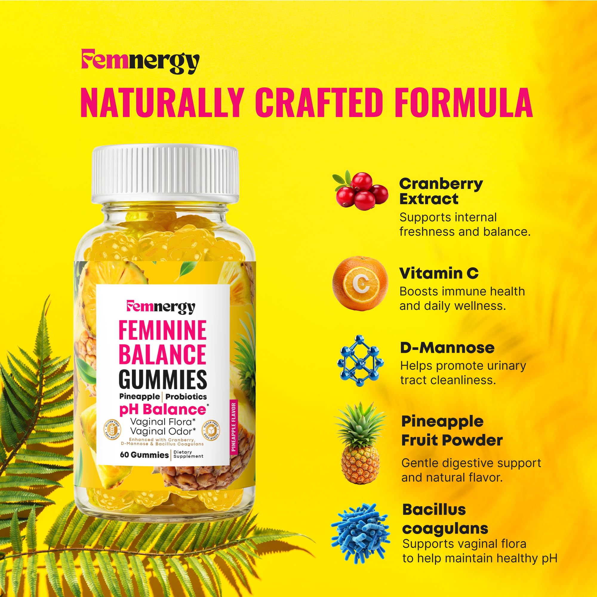 Femnergy Feminine Balance Gummies side view of packaging