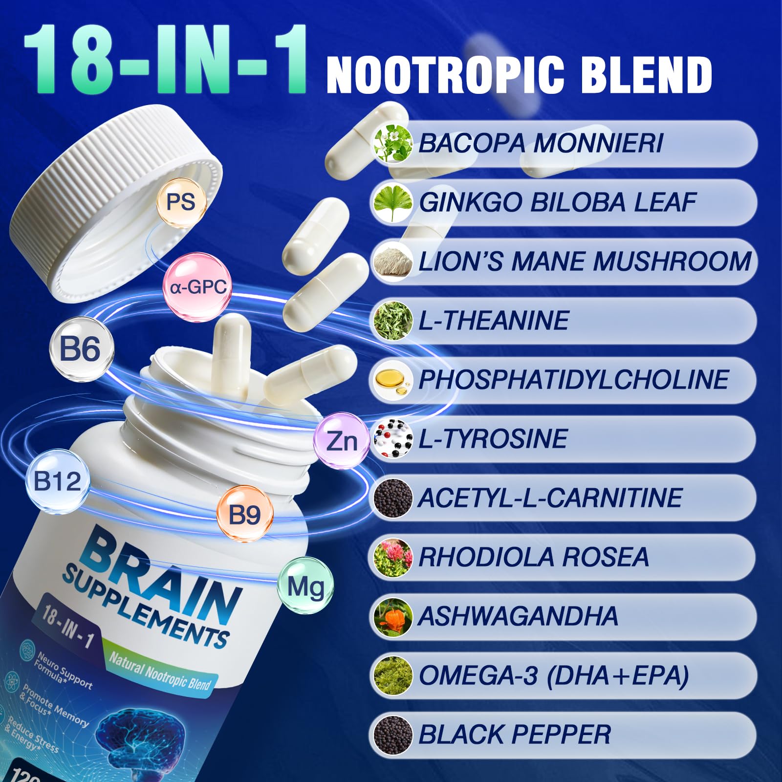 Fenolutra Ginkgo Biloba supplement bottle side view