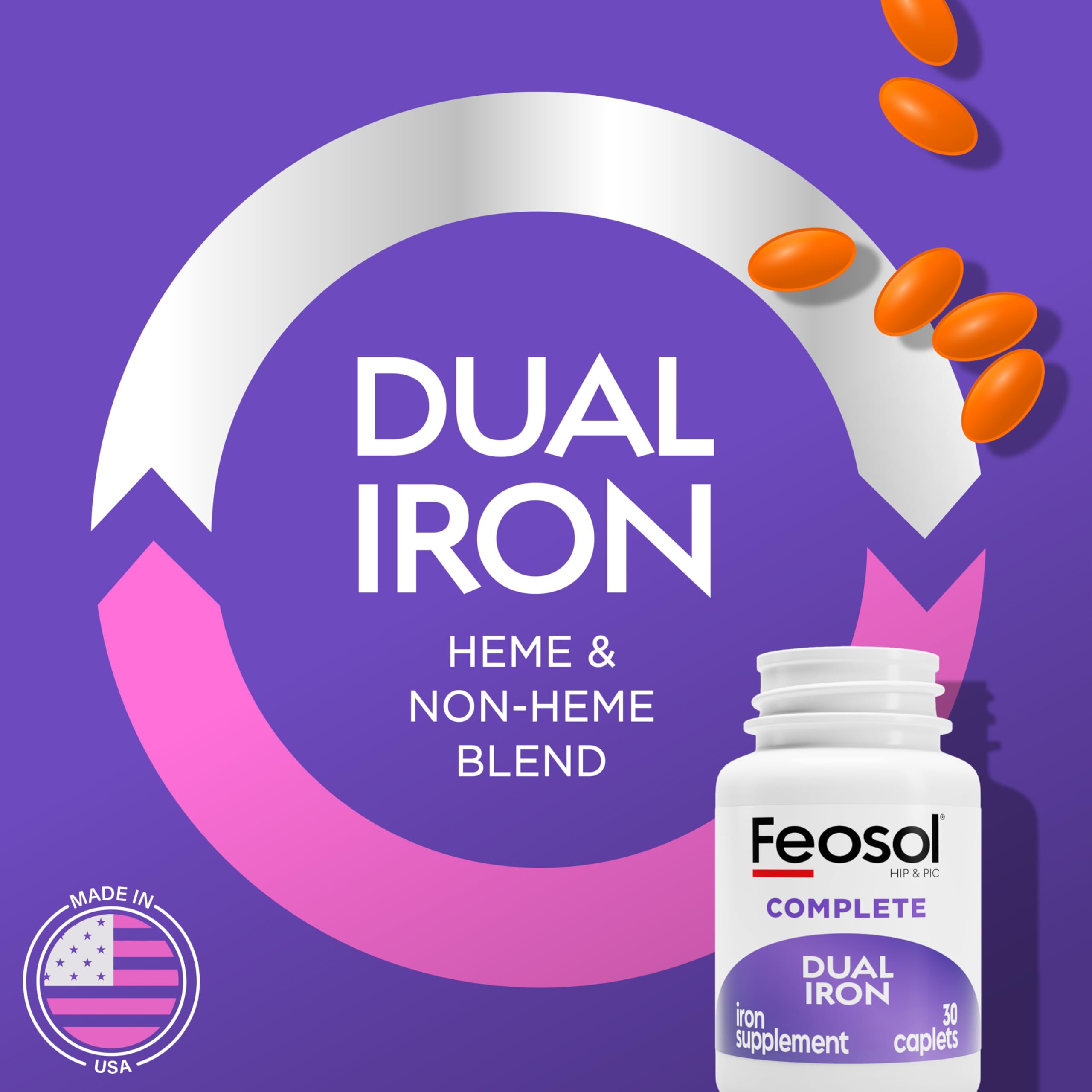 Feosol Complete Iron Supplement 28mg side view