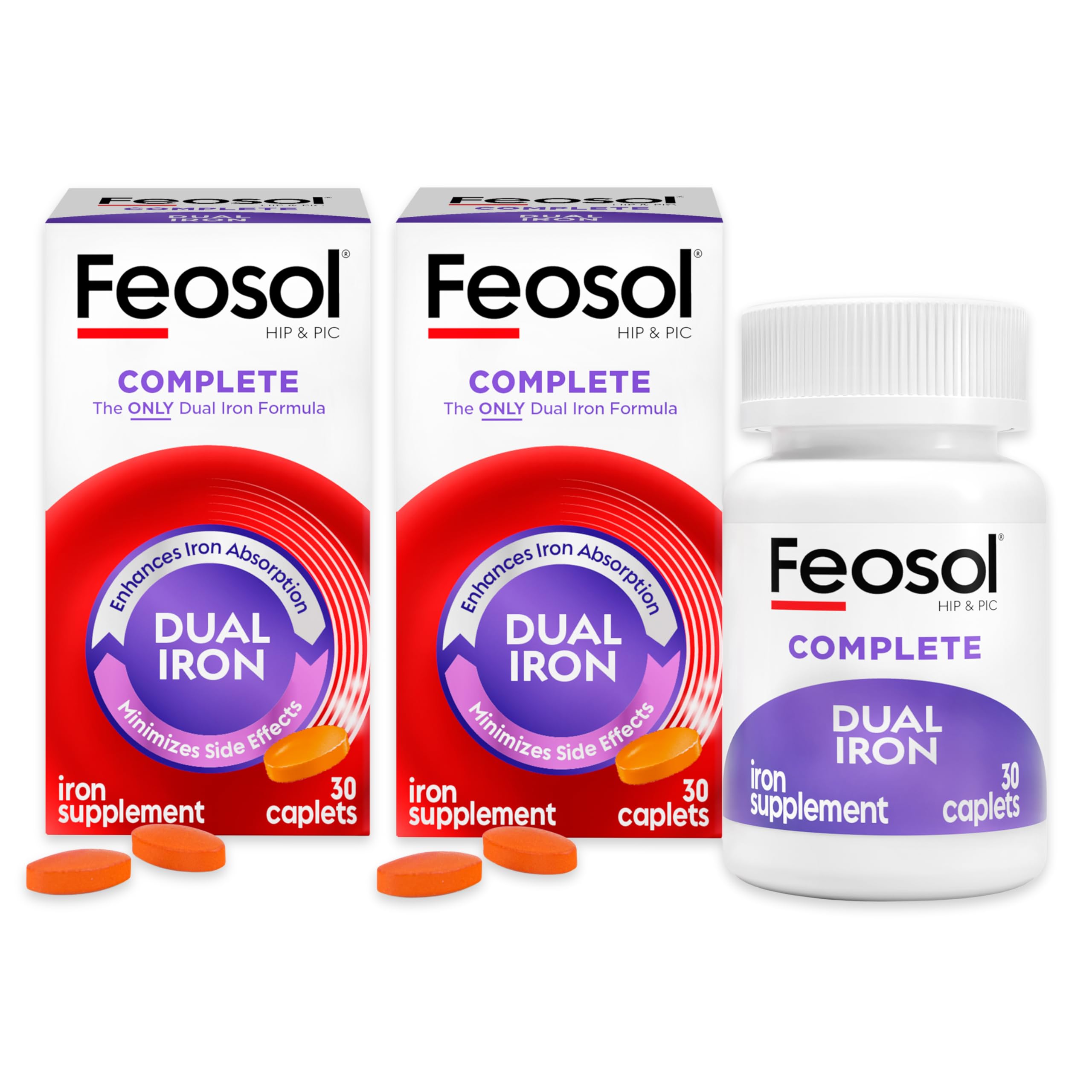 Feosol Complete Iron Supplement 90 coated caplets front view