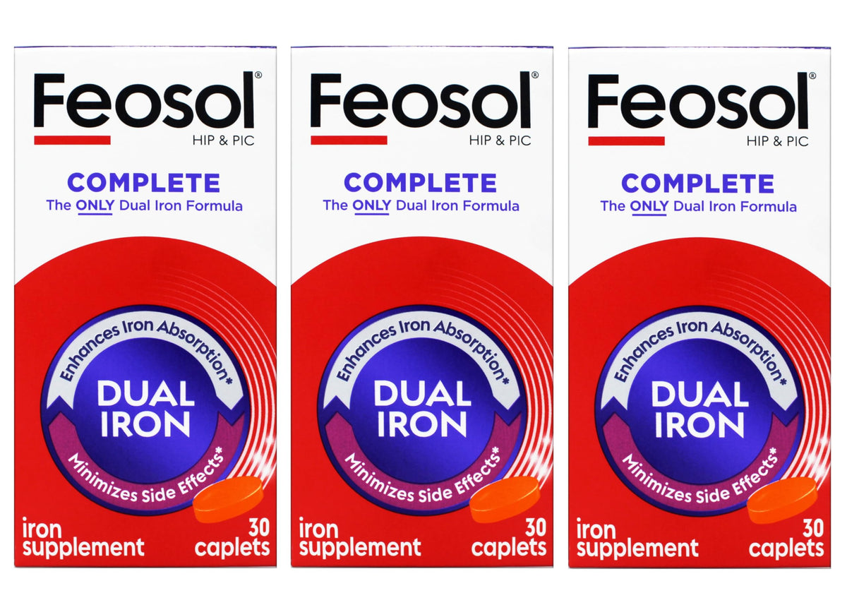 Feosol Complete Iron Supplement Caplets 28mg front view