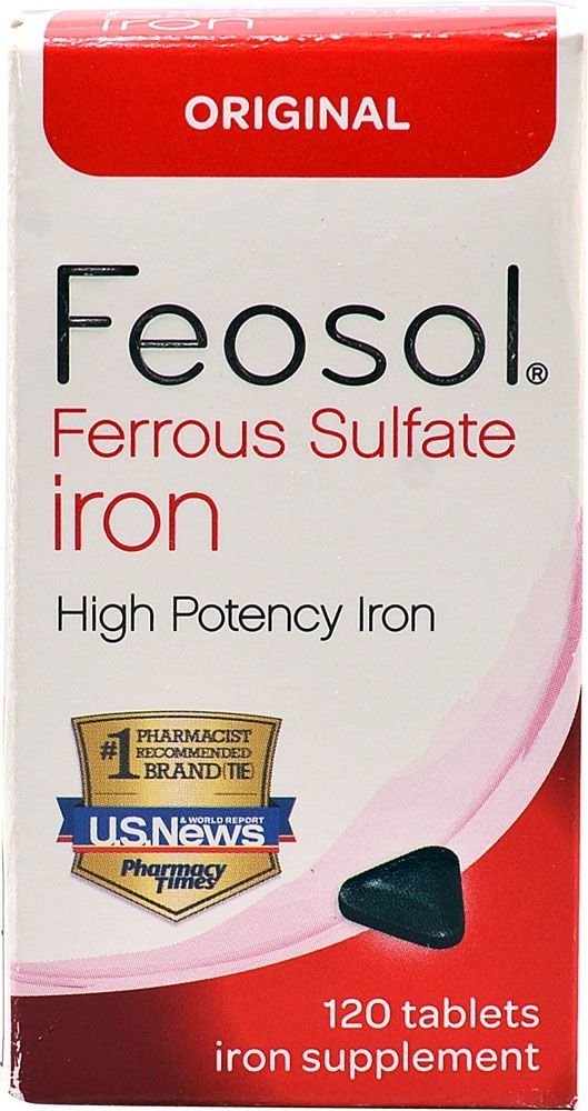 Feosol Iron Supplement 120 Tablets in packaging front view