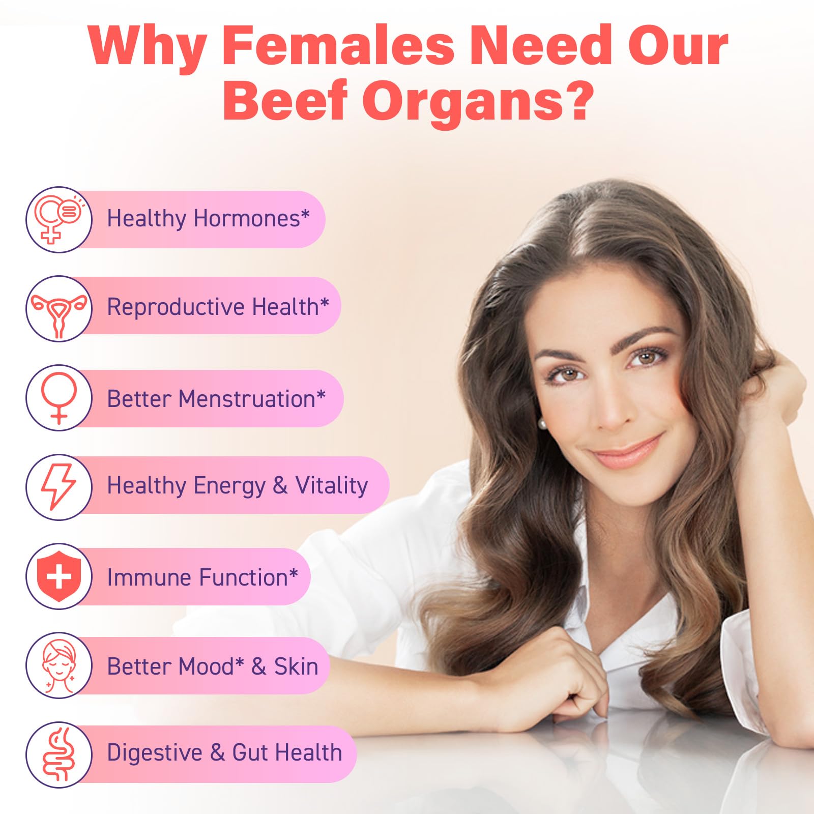 Fepoukak Beef Organ Supplement for Women gummy close-up showing gummies