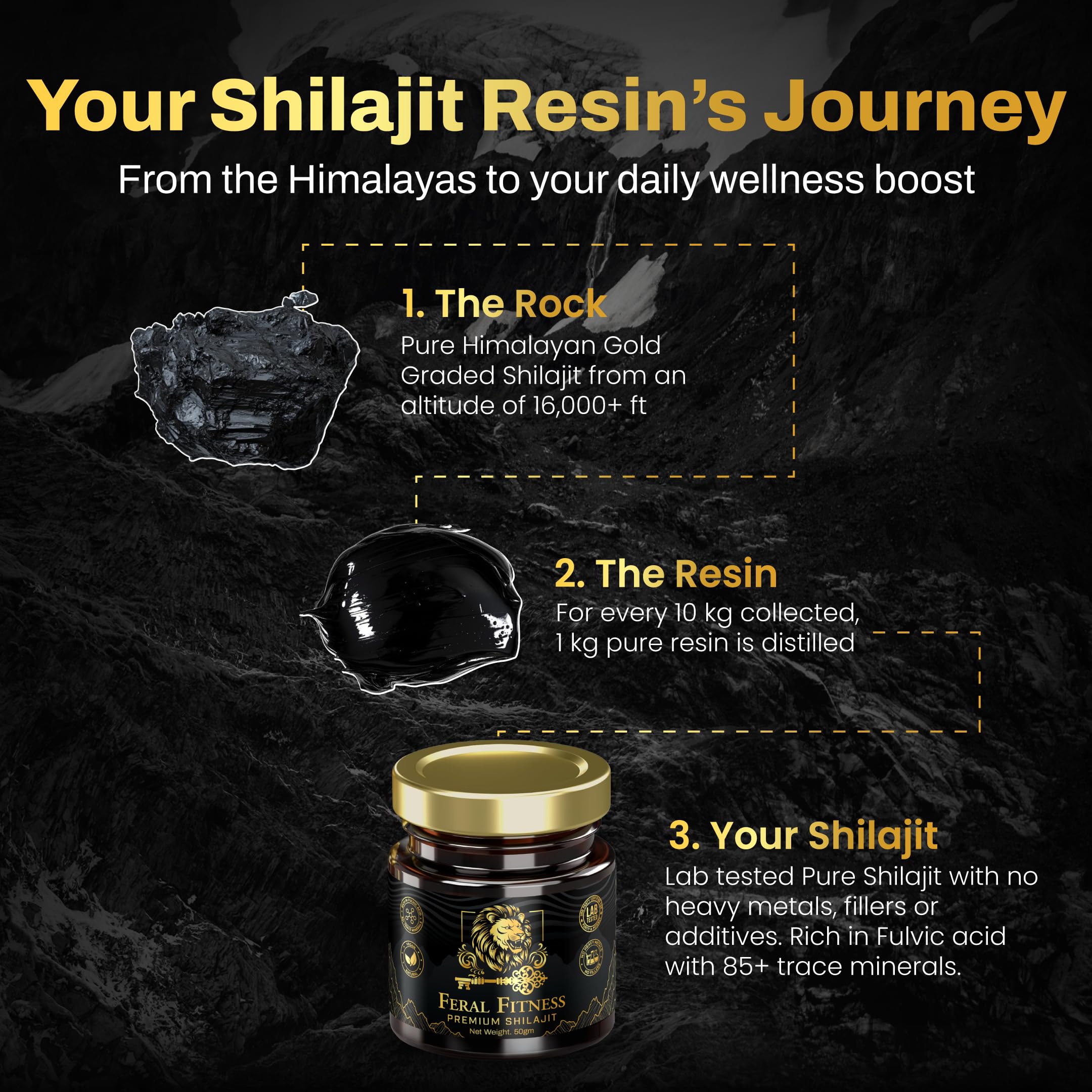 Feral Fitness Shilajit jar on a wooden table