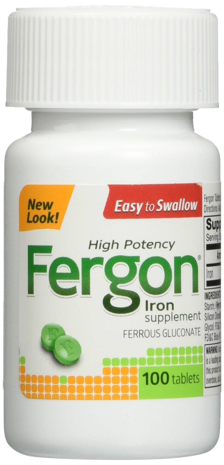 Fergon High Potency Iron Supplement 10g Ferrous Gluconate tablet front view