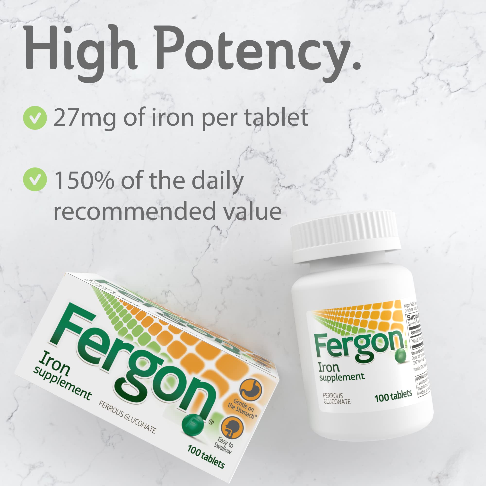 Fergon High Potency Iron Supplement 132g back view