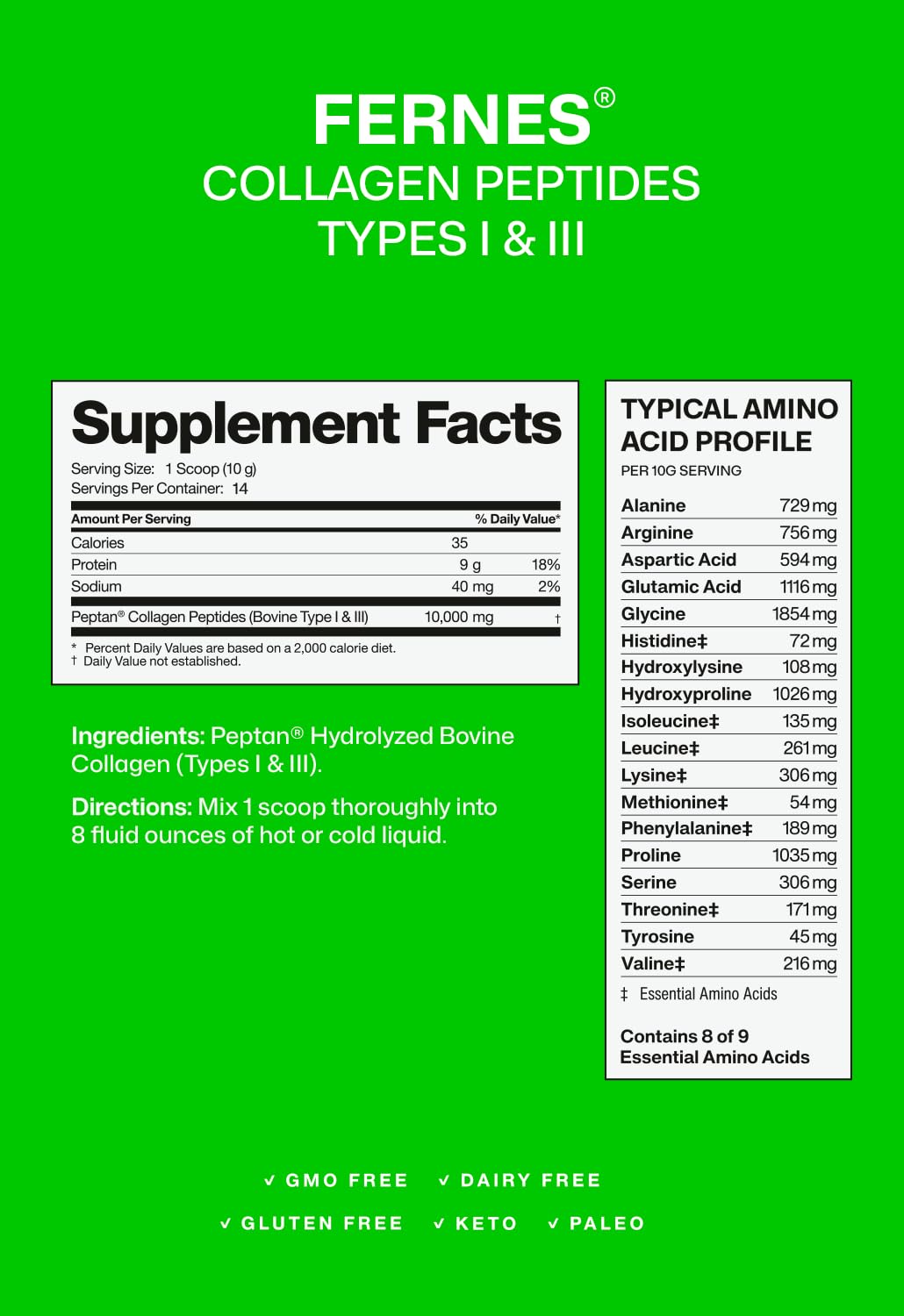 Fernes Collagen Peptides Powder 140g packaging