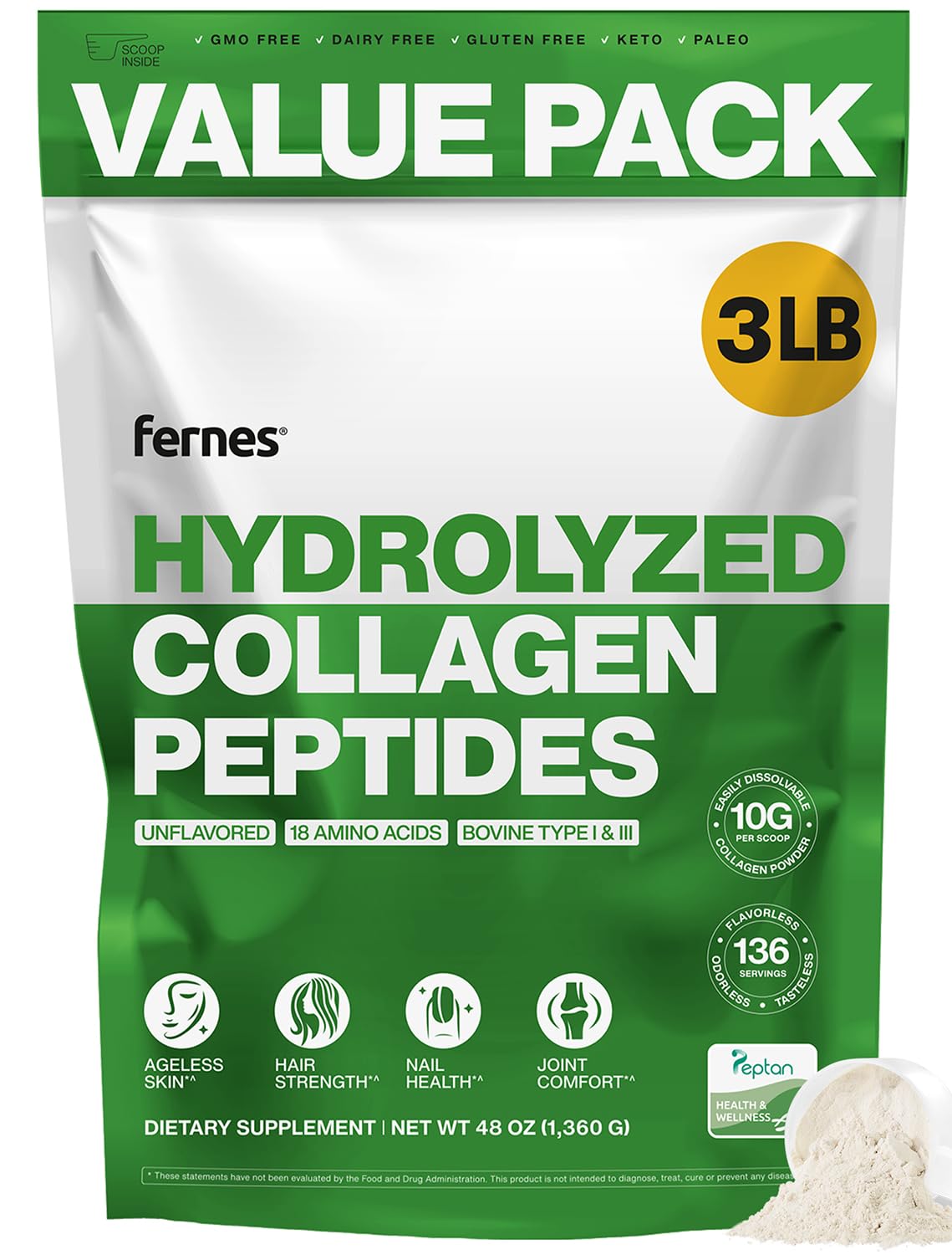 Fernes Collagen Peptides Powder front view packaging