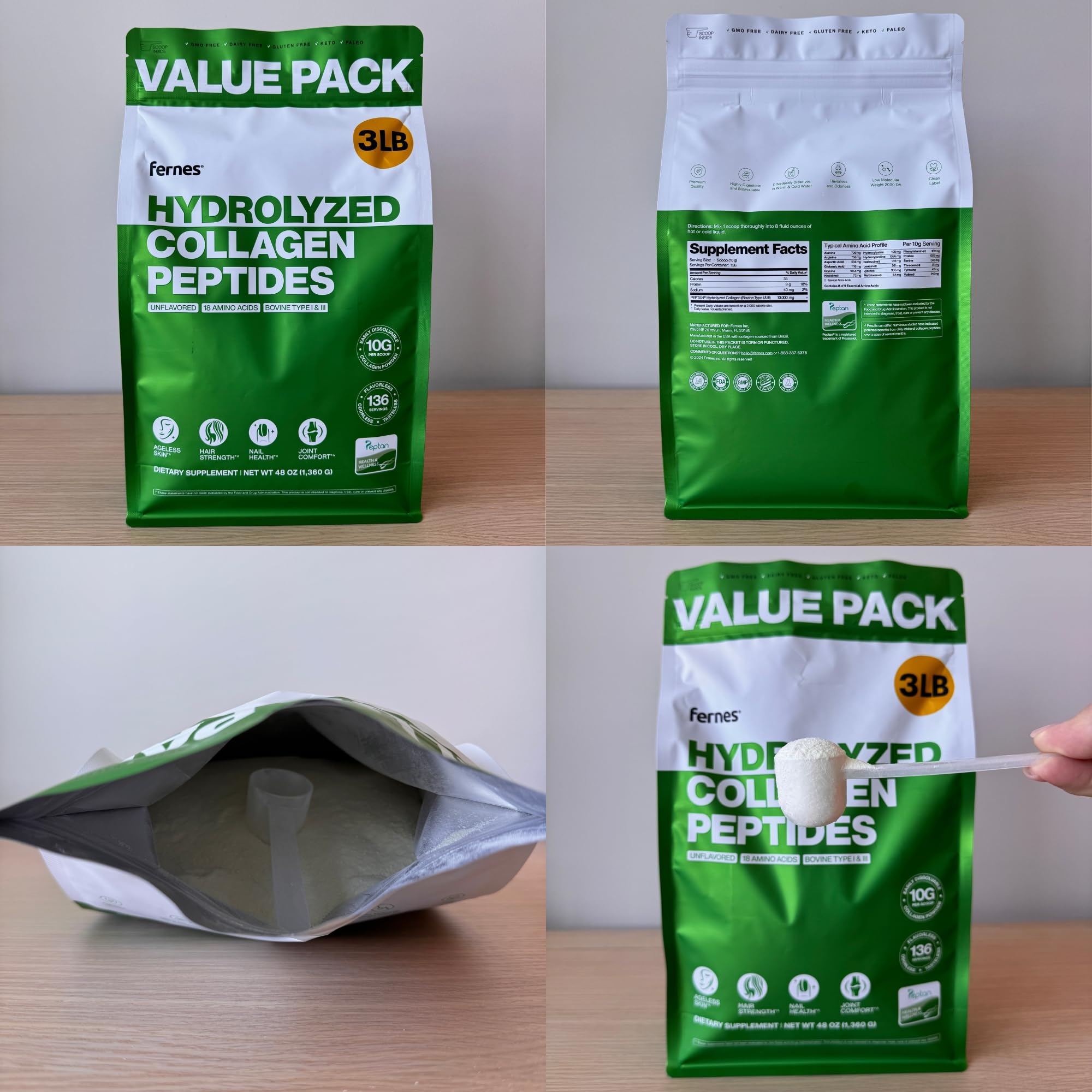 Fernes Collagen Peptides Powder nutritional information