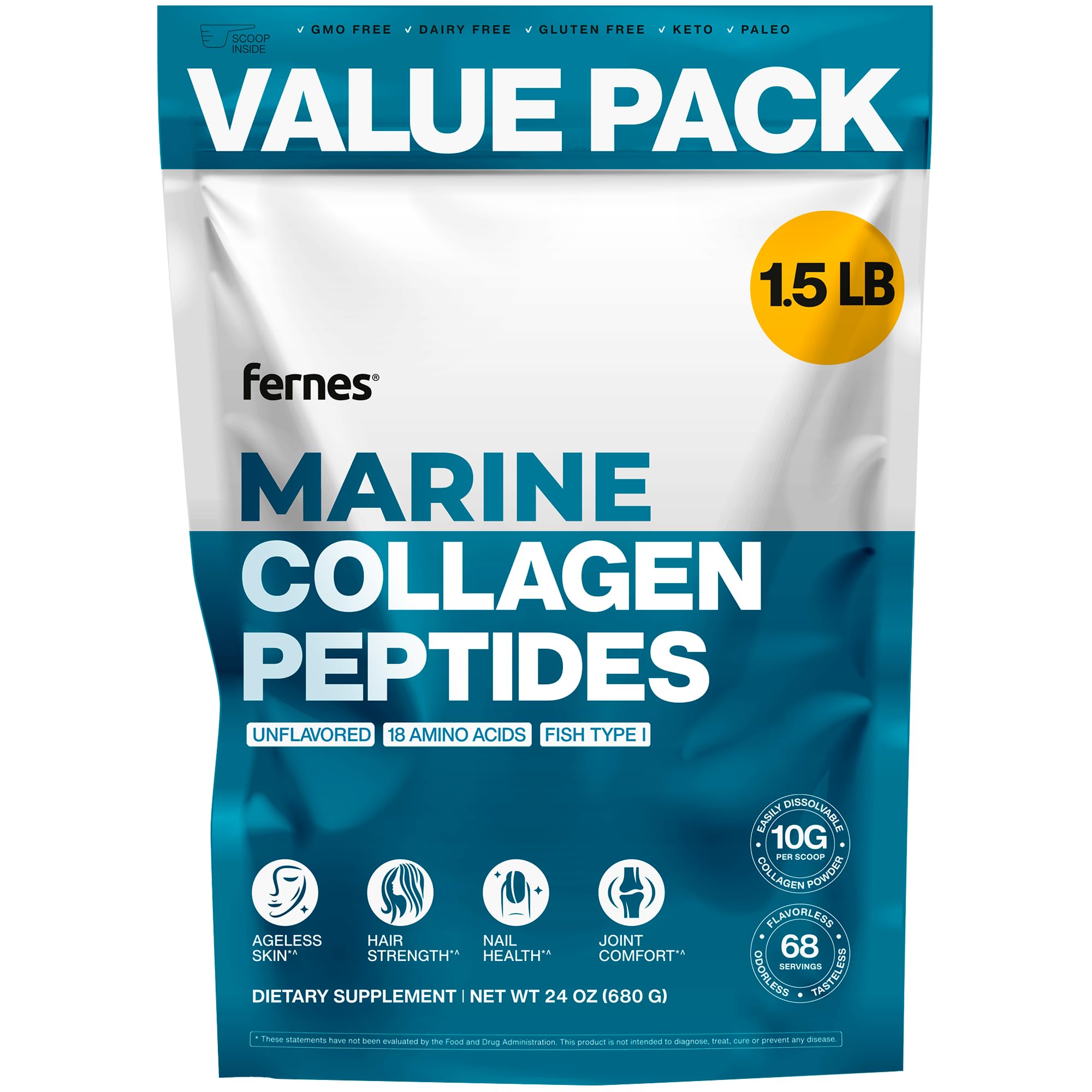 Fernes Marine Collagen Peptides Powder 680g front view