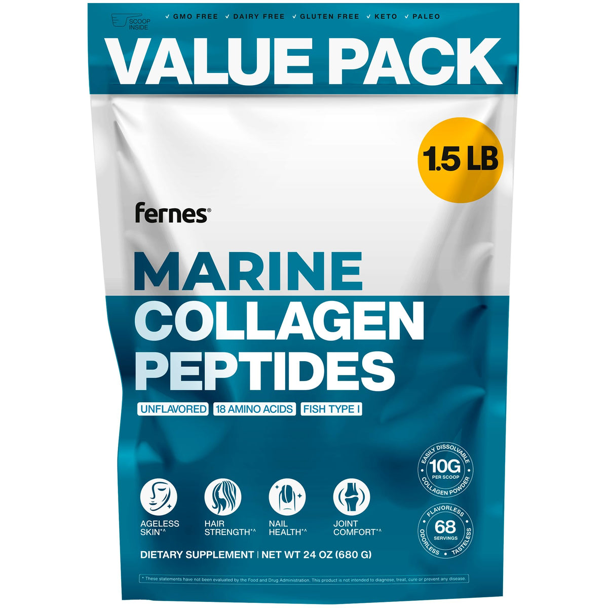 Fernes Marine Collagen Peptides Powder 680g front view
